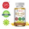 Vitamin D3 K2 Softgels Capsules - Extra Strength D3 K2 Supplements with 10000 IU