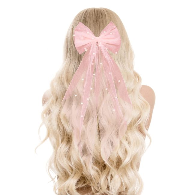 Schleier Braut Große Schleife Brautschleier Bride to be Perle Haarnadel JGA Schleier Brautdusche Geschenk Hochzeitsschleier Haarschleier Haarschmuck Junggesellenabschied Frauen Dekorationen