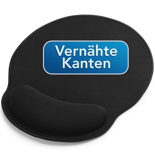 Sidorenko Mousepad mit Handauflage 26x23cm - Mauspad mit Vernähte Kanten - Schwarzes Mauspad mit Gelkissen - Mouse Pad rund, Ergonomische Mauspads, Mouspad für Büro und Gaming - Mousepads - Maus Pad