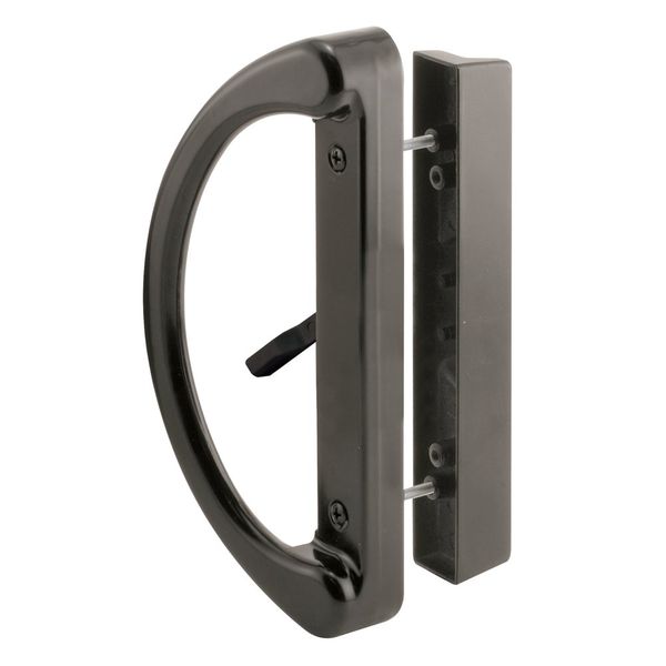 Prime-Line C 1224 Sliding Patio Door Handle Set - Replace Old or Damaged Door Handles Quickly and Easily – Black Diecast, Mortise Style, Non-Keyed, Fits 3-15/16” Hole Spacing (1 Set)