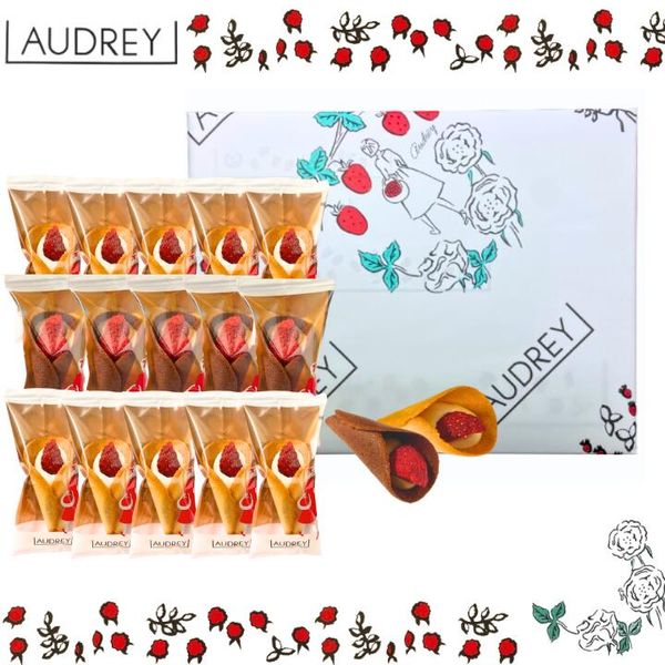 Assortment of 15 pieces of Audrey &quot;AUDREY Strawberry Milk &amp; Chocolate 15 pieces&quot; Sweets, snacks, langue de chat, Tokyo souvenir, gift, offering, sweets, famous confectionery, Mother&#39;s Day gift