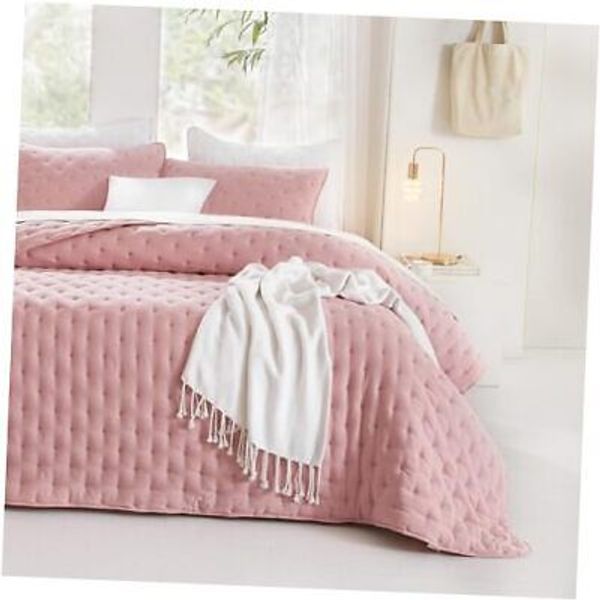 Lightweight Quilt Sets King Size, Soft Breathable King/Cal King (108"x96") Pink