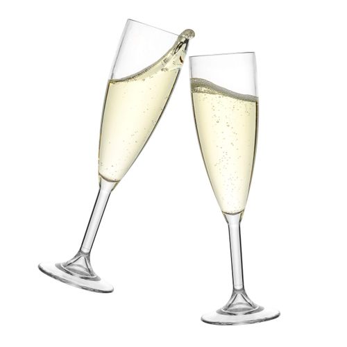 Lay-Z-Spa BWA0008 Premium Plastic Champagne Flutes,187ml, (Set of 4), Virtually Unbreakable Ultra Clear Glasses, Reusable & Dishwasher Safe, Ideal for Hot Tubs, Pools, Camping & Picnics, Transparent