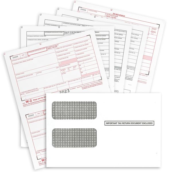 NextDayLabels - W2 Forms 2023, 4 Part Tax Forms, (Set of 50 with Self Seal Envelopes) Laser Ink/Jet Forms for QuickBooks and Accounting Software