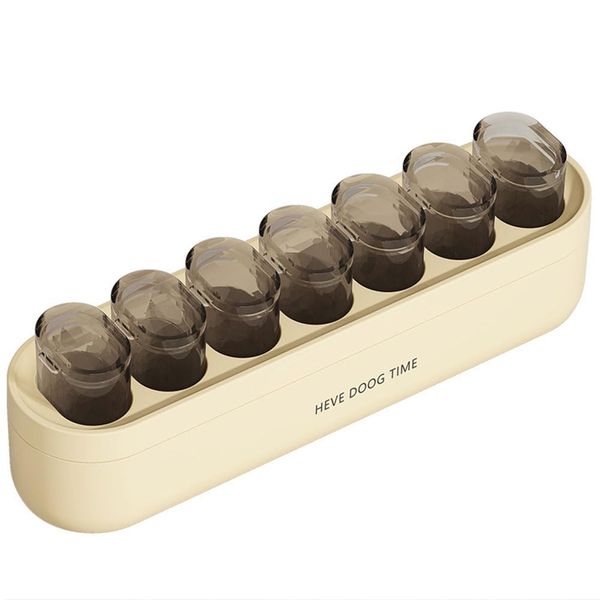 Portable Pill Box 7 Days A Week, Can Store Drugs, Supplements, Vitamins And Cod Liver Oil, 7 Pill Boxes Can Be Removed Separately, The Base Can Be Removed To Store Cotton Swabs/Band-Aids, Etc. (Beige)