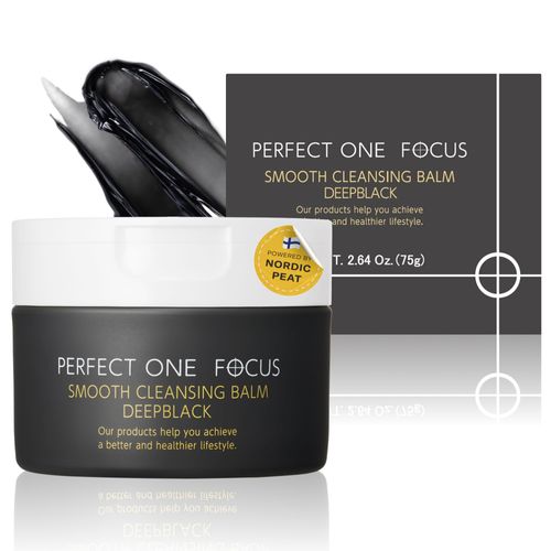 PERFECT ONE FOCUS Smooth Cleansing Balm Deep Black – Pore Cleansing & Makeup Removal – Suitable for Sensitive Skin, Eyelash Extensions Safe, 2.64oz (1, Black)