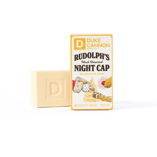 Duke Cannon Supply Co. Rudolph's Much Deserved Night Cap BAR SOAP 10 OZ, Cinnamon and Antique Wood Scent