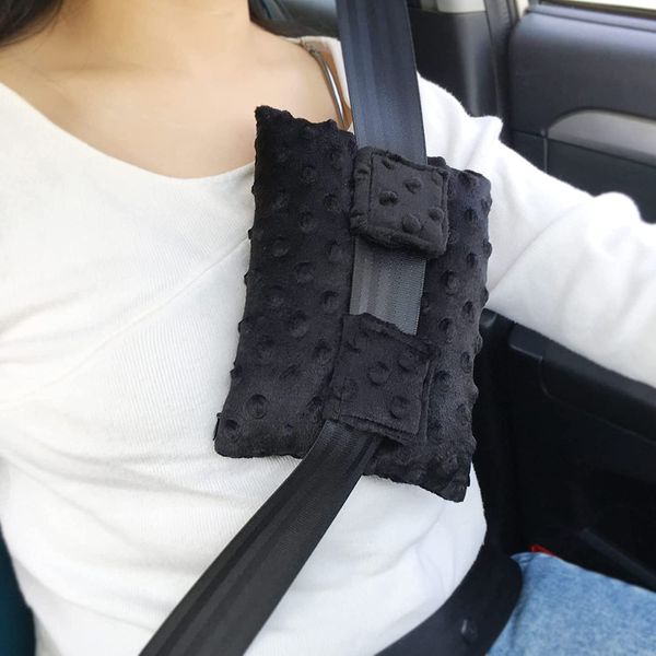 HapiPoppy Mastectomy Seatbelt Pillows for Post Surgery Breast Cancer Chemo Port Chest Protector Pacemaker Open-Heart Incision Recovery Bypass Lumpectomy Support Cushion Gifts Women Minky Dot Black