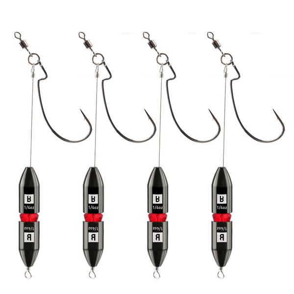 Booms Fishing TR1 Texas Rig Bass Fishing Sinker with Fish Hook Weight Set of 4 1/2oz