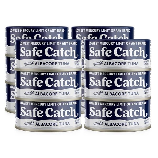 Safe Catch Wild Albacore Tuna Canned Low Mercury Can Tuna Fish Steak Gluten-Free Keto Food Non-GMO Kosher Paleo-Friendly High Protein Every Can Of Tuna Is Tested No Water Oil Tuna, Pack of 12 5oz