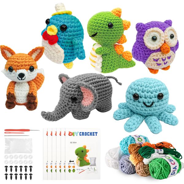 Datunsu 6PCS Crochet Kit for Beginners, 2026 Knitting Kit with Step-by-Step Video Tutorials, Beginner Crochet Kit for Adults