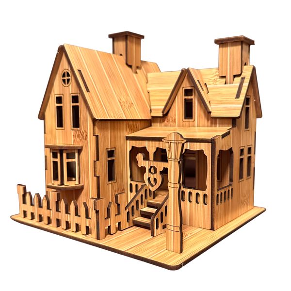 MPIUET 3D Wooden Puzzles for Adults Wooden House Rustic Villa Model Kits for Adults, 3D Jiasaw Puzzles, 6.7" × 6.1" × 6.9", 3D Brain Teaser Puzzles, Log Cabin DIY