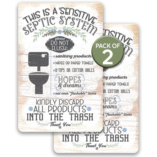 A Sensitive Septic System Metal Sign – Funny Bathroom Rules Sign for Indoor or Outdoor Use – Durable 8x12 Aluminum Plaque – Septic Tank Warning Sign – Clever Restroom Decor for Home or RV