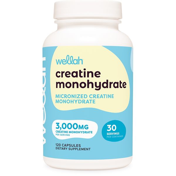 Wellah Creatine Monohydrate Capsules (3000 mg) 120 Capsules - Micronized
