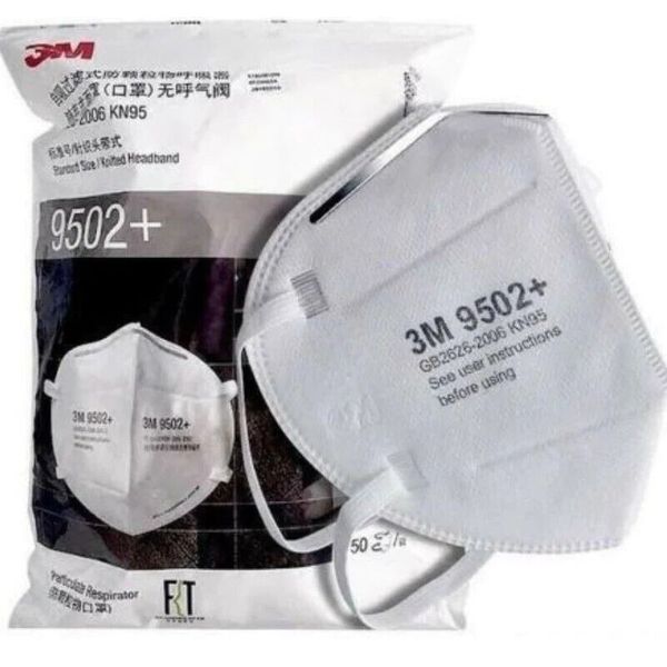 3M 9502+ N95 /KN95 Face Cover Disposable Respirator Masks Quantity 50 Per Bag