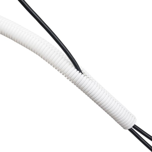 D-Line Cable Tidy Tube, Pre-Split Cable Sleeve, Flexible LDPE Electrical Conduit, PC Cable Management, TV Wire Hider - 25mm Diameter, 1.1m Length - White