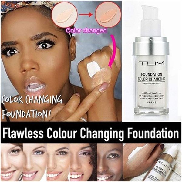 TLM Colour Changing Foundation - Flawless Coverage, Lightweight Formula, Adapts to Skin Tone, Hides Wrinkles & Lines, Hydrating & Long-Lasting, BB Cream Makeup Base Concealer Cover