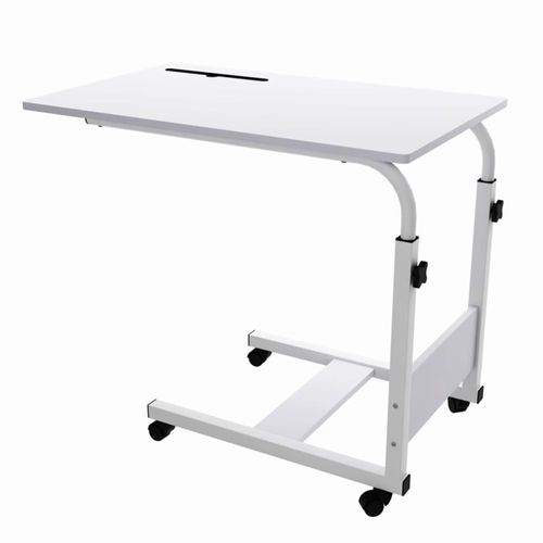Bed Table, Side Table, Nursing Table, Elevating Side Table, Nursing Support with Casters, Movable, Multi-purpose Auxiliary Table (White, 60 x 40)