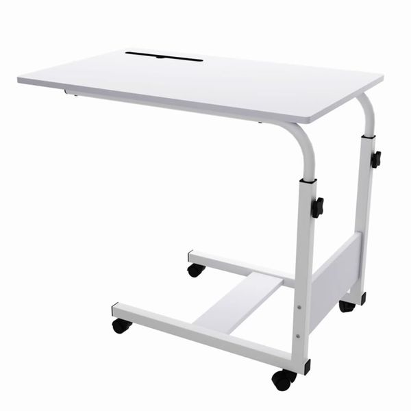 Bed Table, Side Table, Nursing Table, Elevating Side Table, Nursing Support with Casters, Movable, Multi-purpose Auxiliary Table (White, 60 x 40)
