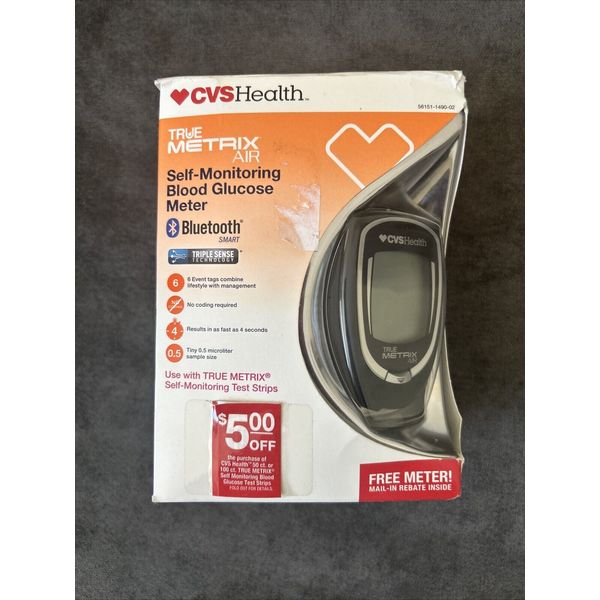 CVS True Metrix Air Self Monitoring Blood Glucose Meter Bluetooth Smart Exp 8/23