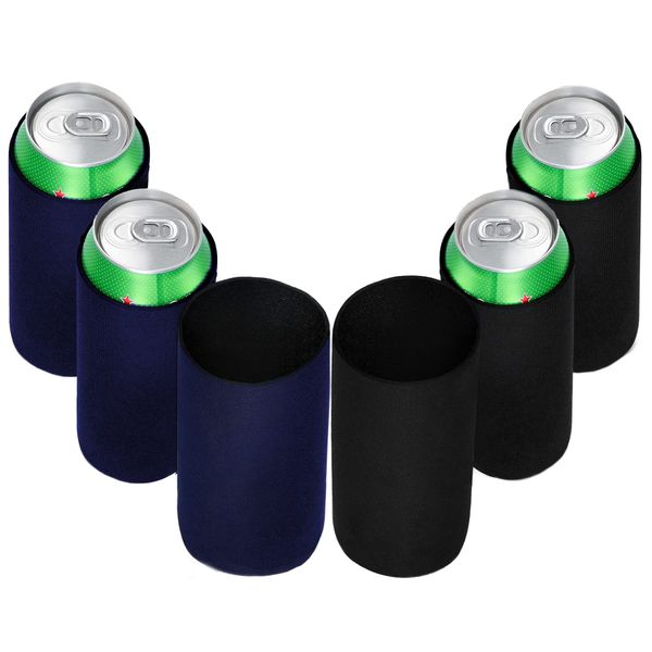 Beer Bottle Cooler, 6 Pieces, Beer Cans Cooler Cans Can Cooler Cover 330 ml Can Cooler, Neoprene Beer Can Cooler, Can Covers, Suitable for All Types of Parties, 3 Black and 3 Navy