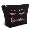 Personalised Makeup Bag, Rose Gold Glitter Name with Eyelashes and Eyebrows (Large)