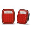 Wellmax 2PC 12V Universal LED Trailer Tail Lights with 38 Red, White LEDs - Stop, Turn, Tail, Backup & Signal Lights