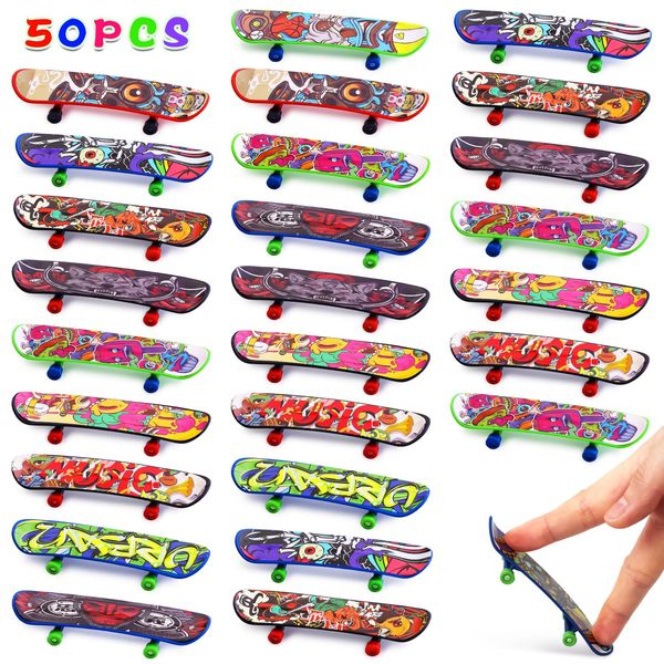 POPLAY 50PCS Mini Finger Skateboards, Finger Boards Toy Skateboards for Kids Party Favors, Christmas Stocking Stuffers, Classroom Exchange Prizes