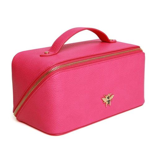 Alice Wheeler Bee Train Case Beauty Concertina Fold Out Organiser (Hot Pink)