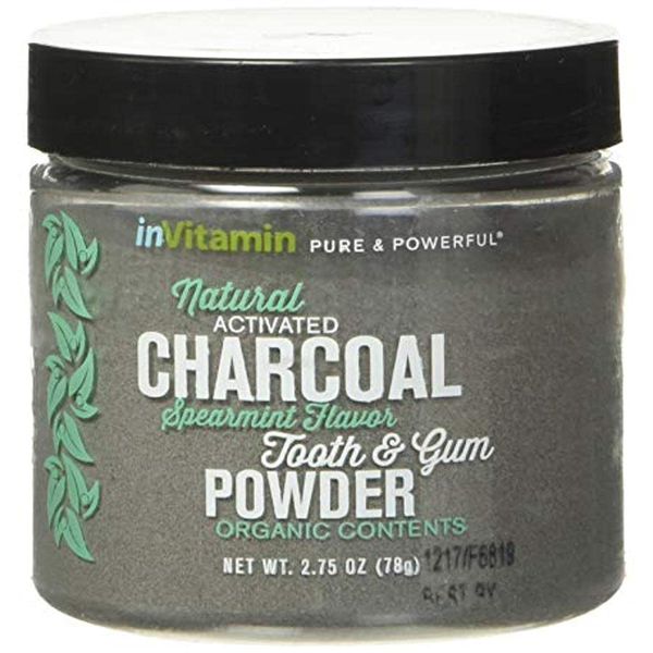 InVitamin Natural Whitening Activated Charcoal Powder for Teeth and Gums (Spearmint)