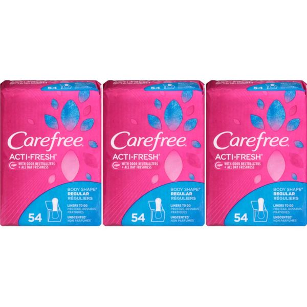 Carefree Acti-Fresh Regular, 54 Count (Pack of 3)