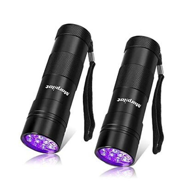 Black Light 2 Pcs UV Handheld Blacklight Flashlights 12 Led 395nm