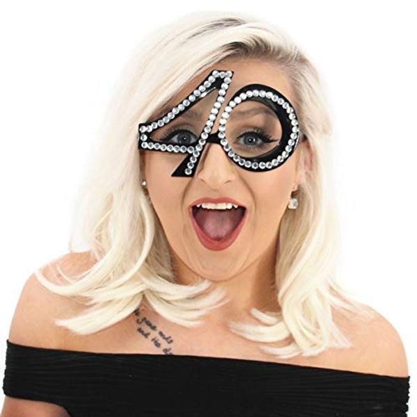Black ‘40’ Birthday Shaped Diamante Sunglasses