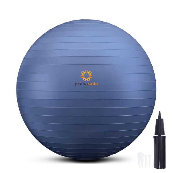 Primasole PSS91NH012 Fitness Ball, 21.7 in. (55 cm), Indigo Blue, Includes Air Pump, Balance Ball, for Fitness & Pilates