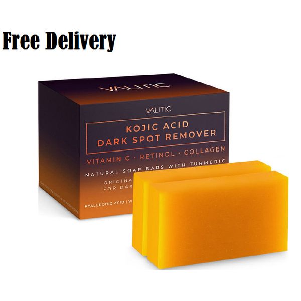 2Pack Kojic Acid Dark Spot Remover Soap Bars Vitamin C Retinol Collagen Turmeric