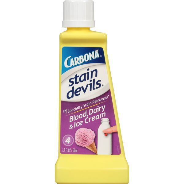 Carbona Stain Devils® #4 – Blood, Dairy & Ice Cream | Professional Strength Laundry Stain Remover | Multi-Fabric Cleaner | Safe On Skin & Washable Fabrics | 1.7 Fl Oz, 1 Pack