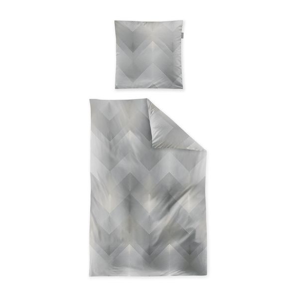 Irisette Wave Mako-Satin Bettwäsche 155x220 Zickzack grau beige 8624-11