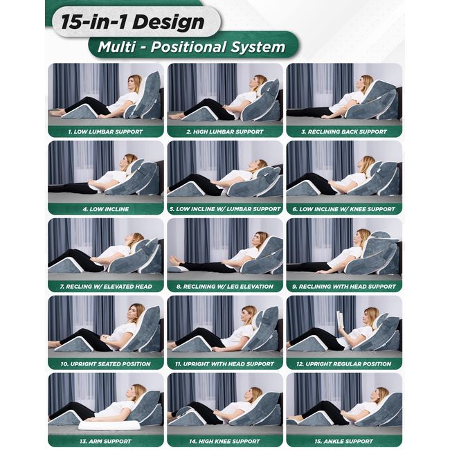 Chair Recliner Neck Leg Back Pillow Support Headrest Cushion Lumbar Strap
