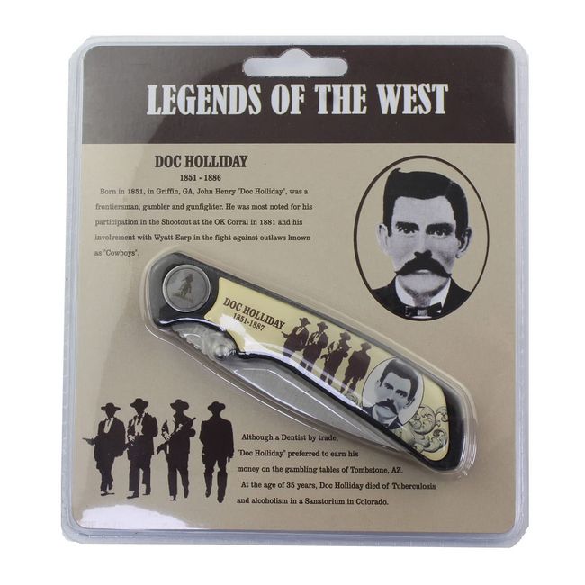 Splendidgifts Legends of the west folding knife - Doc Holliday