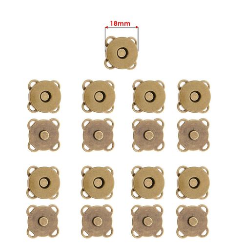 Trimming Shop Magnetic Snap Fasteners Metal Clasps Sewing Accessory for DIY Clothing, Crafts, Purses, Leather Coat, Jacket Handbag Making (18mm, Bronze, 2pcs)
