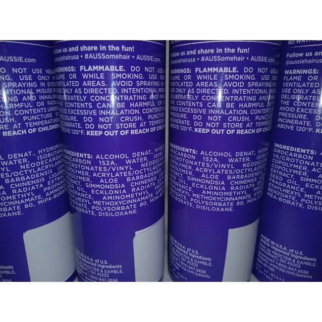 Aussie Instant Freeze Hairspray 10 Oz 24hr Extreme Hold - Purple for sale  online
