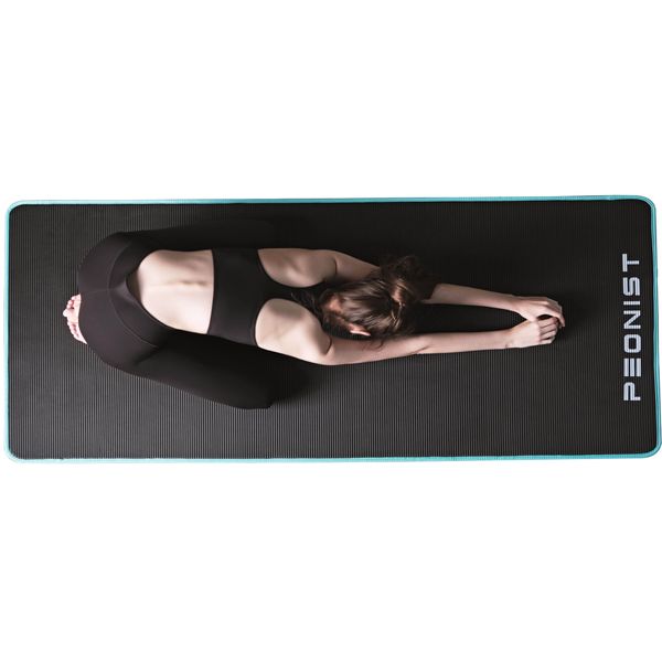 Peonist Premium NBR Wide Yoga Mat, Black + Mint