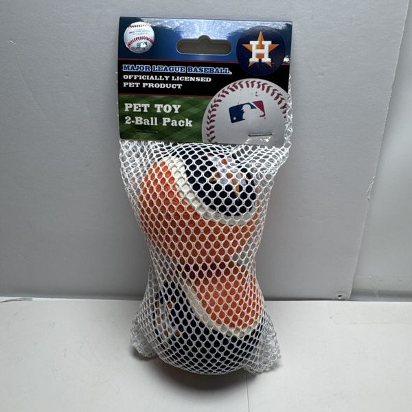 MLB Officially Licensed Pet Product Houston Astros 2-Ball Pack Dog Toy