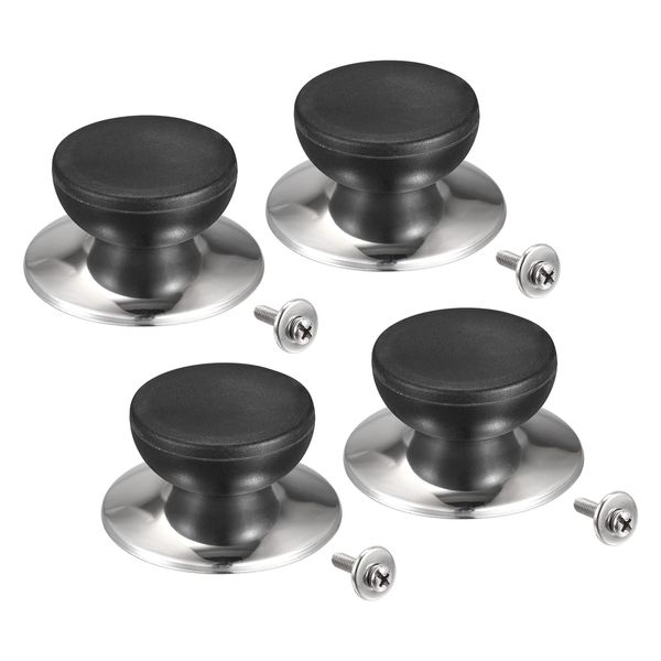 uxcell Universal Pot Lid Knob RF Replacement Knob 45x24mm Glass Stainless Steel Pan Cover Lid 4pcs