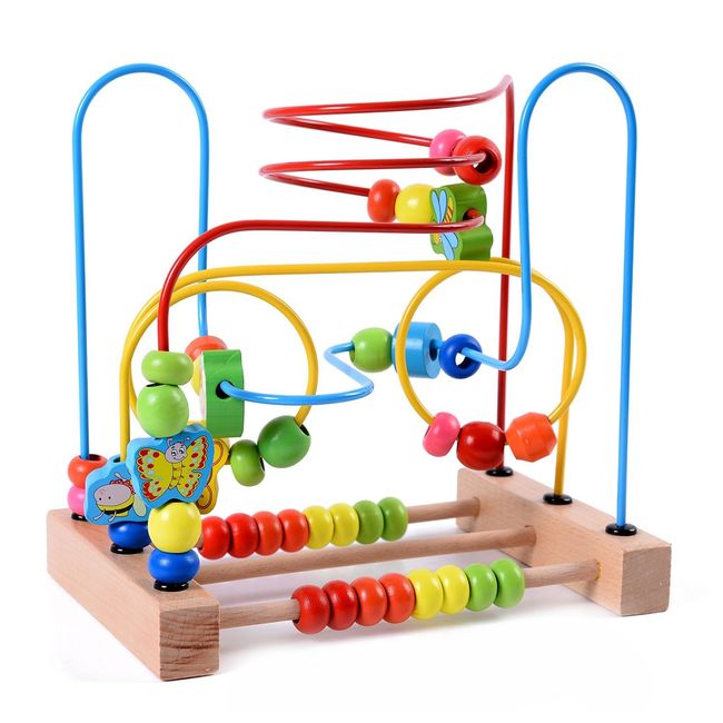 Lewo Wooden Baby Toddler Toys Circle First Bead Maze for Boys Girls