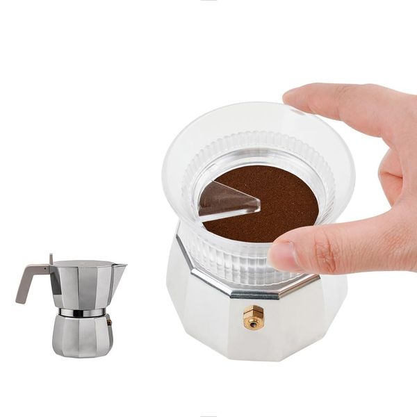 watchget Mocha Pot Dosing Funnel 54mm Espresso Coffee Maker Distribution Tool Made in Italy Mocha Express 3 Cup Clear