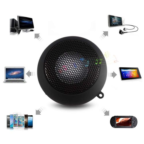 Portable Mini Speaker with 3.5mm Aux Jack Plug in Basse Speaker for Smart Phone, Retractable Mobile Line-in Speaker for iPad Laptop Computer(Black)