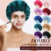 10 Pcs Satin Silk Bonnet for Sleeping Hair Bonnets for Women Curly Natural Hair Double Layer Reversible Adjustable Large Sleeping Caps for Hair Protection, 10 Colors