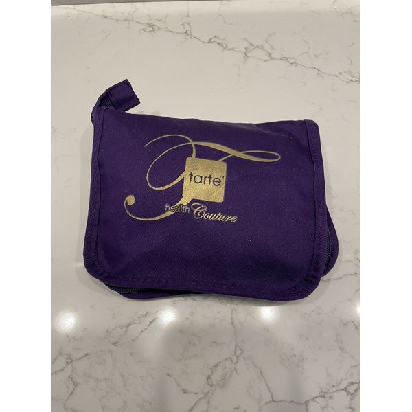 Tarte Health Couture Purple Canvas Foldable Zippered Gold Rope Tote Bag