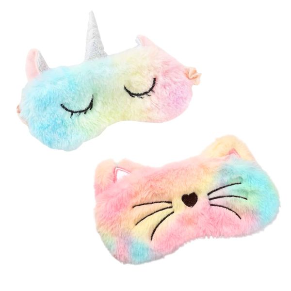 I'm so happy Eye Mask for Sleeping Kids Cute Character Eye Pillow Animal Funny Set of 2 (Unicorn + Cat)